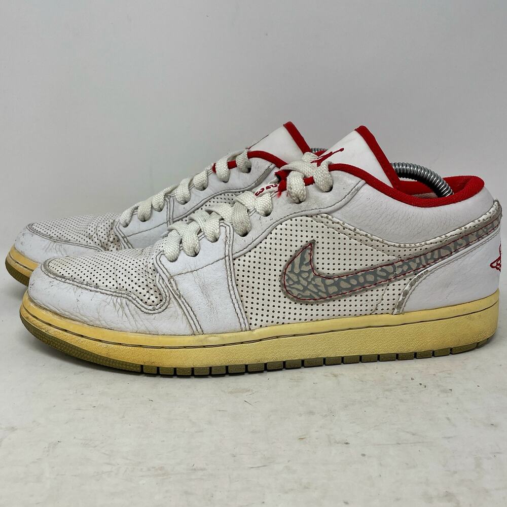 Nike Jordan 1 Phat Low White Red Elephant Print Gray Mens 10 2010